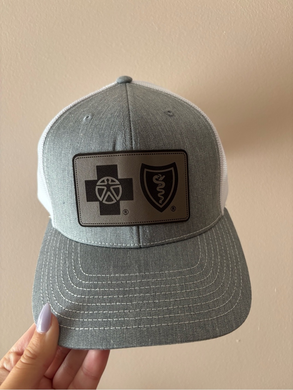 Blue Cross Blue Shield Gray and White Hat